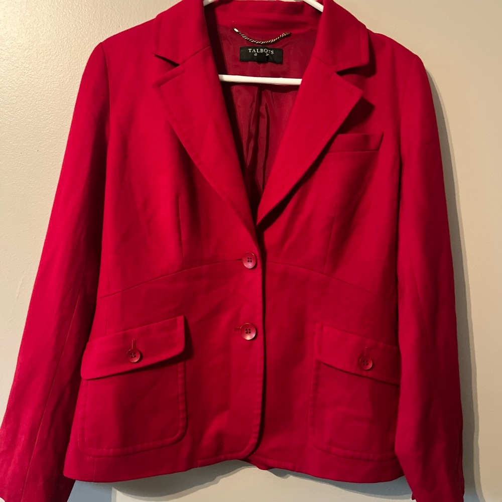 Women’s Talbott Petite 10P Red Button Up Blazer Jacket